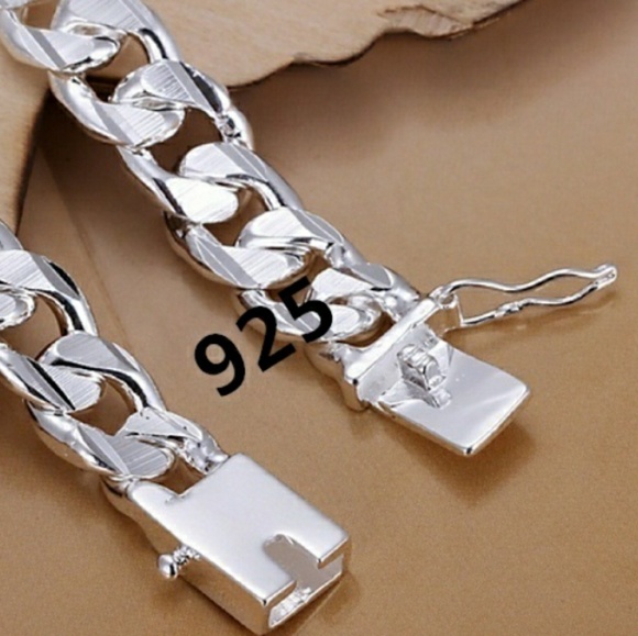 MEN'S 925 STERLING SILVER CHAIN LINK BRACELET - Picture 2 of 4